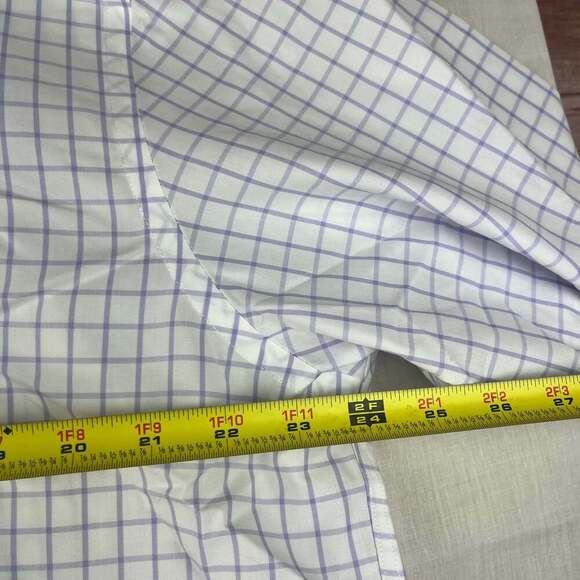 Brooks Brothers Regent Mens Size 17.5 32/33 White Purple Plaid Non Iron - Picture 9 of 11